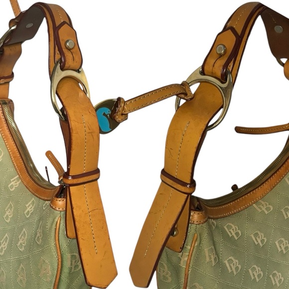 DOONEY & BOURKE RARE CANVAS CRESENT CIRCLE SHOULDER HOBO BAG SATCHEL-GREEN 🍉 - Picture 6 of 12